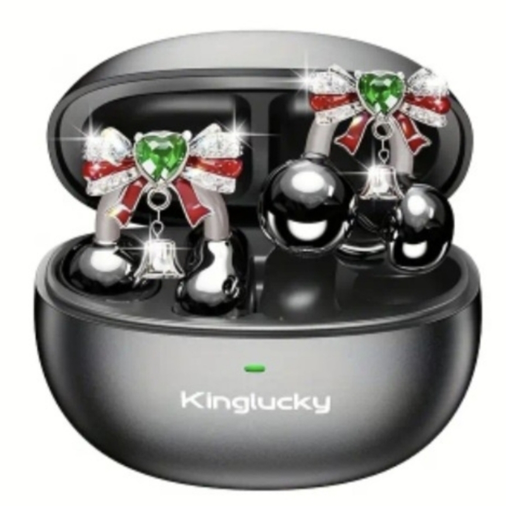 Kinglucky Clip-On Earbuds, Open-Ear Wireless Earbuds, (Jingle Bow) Black & Pink - Picture 3 of 16